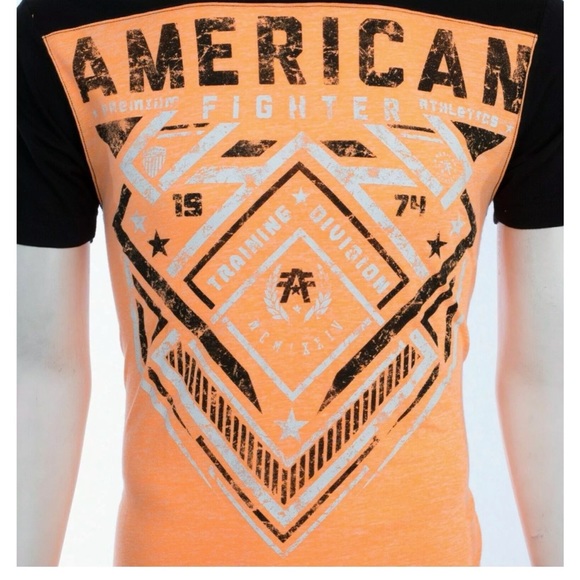 AMERICAN FIGHTER Martell Orange Black Athletic Fit Mens Crewneck T-shirt L-3XL - Picture 6 of 11